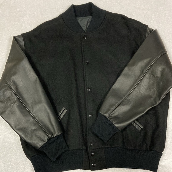 Vintage TM Athletics USA Wool Leather Varsity Jacket in Black, Men's siz… - Picture 3 of 8